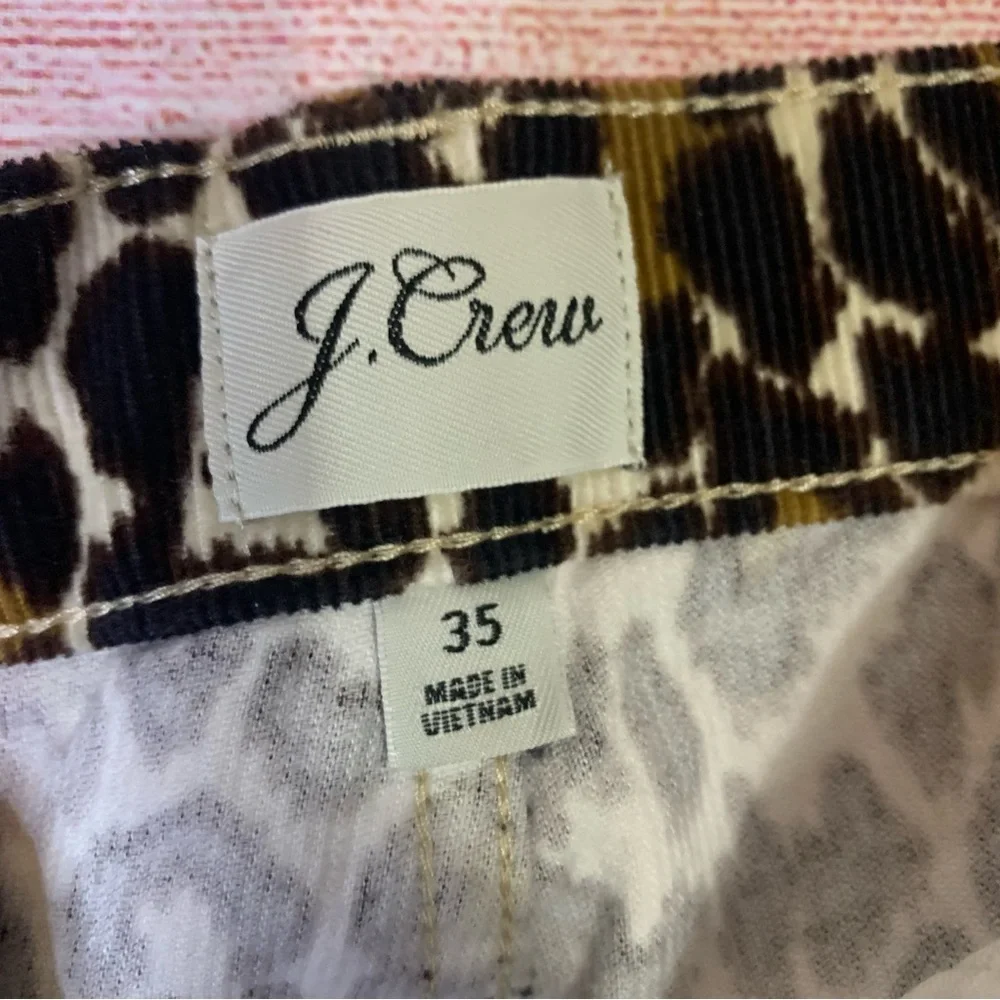 J. Crew 13” Rise Animal Print Corduroy Pands‎ Size 35